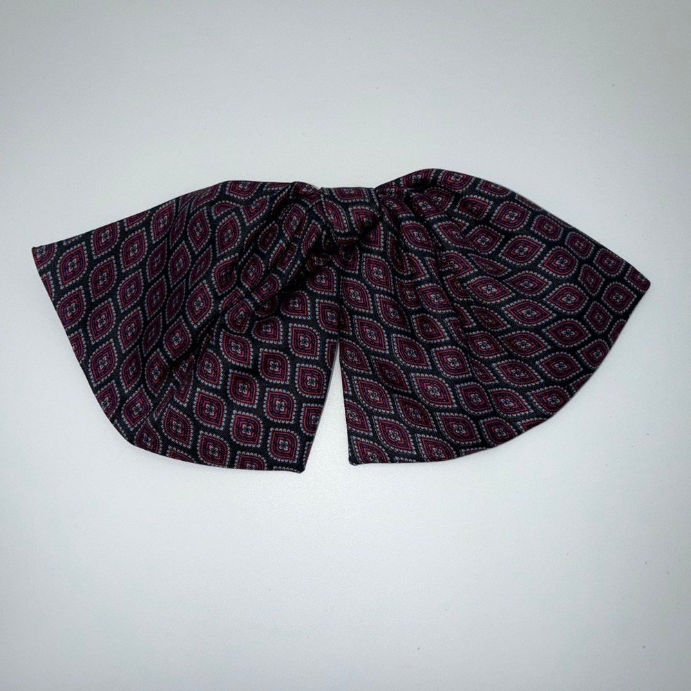 Van Horn Designs Floppy Bow Tie 100% Silk Red Blue Geometric Clip On Made in USA